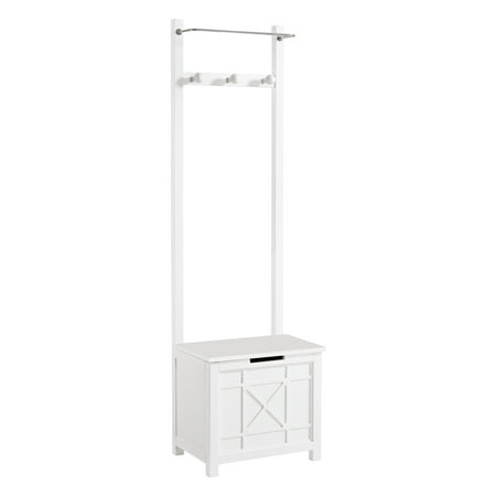 Alaterre Furniture Derby Laundry Hamper w/Towel Rack in White with Gray Cushion