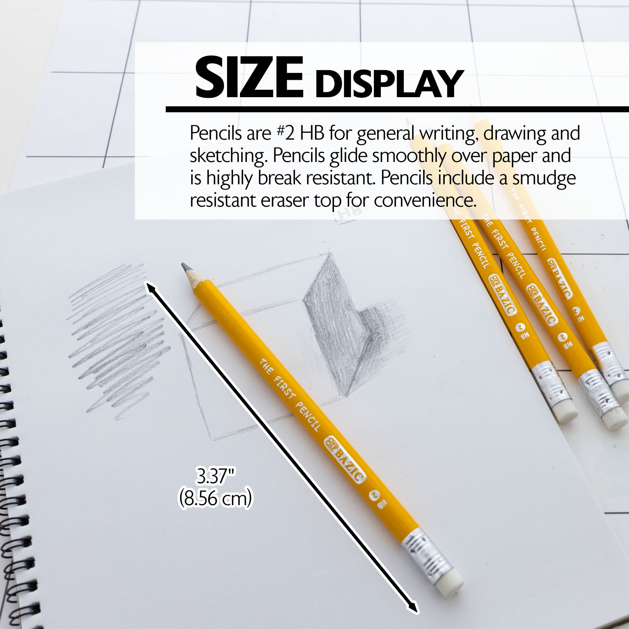 BAZIC Pre-Sharpened #2 HB Jumbo Pencils, Latex Free Eraser, (4/Pack), 24-Pack