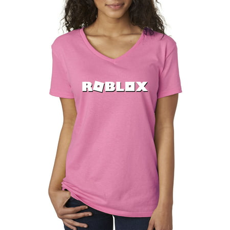 New Way New Way 923 Women S V Neck T Shirt Roblox Logo Game Accent Large Azalea Pink Walmart Com - roblox logo but in pink