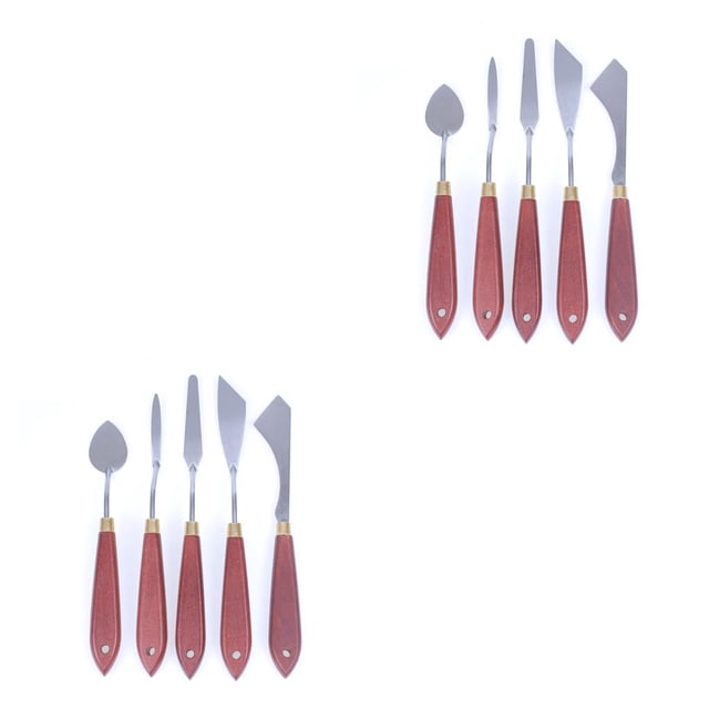 Injueey Espátula para mezclar pintura, espátula para arte de acero inoxidable, rebanadora de forma especial 5 piezas estilo A 2Conjunto