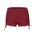 thumbnail image 4 of Women's High Waisted Swim Board Shorts (Available in Plus) Side Drawstring Swimsuit Bottoms Wine L, 4 of 5