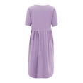 thumbnail image 5 of JBXKXYW Sundresses for Women 2024 Women's Loose Buttons O Neckt Shirt Dress Comfy Casual Cute Swing Dress With Pockets Summer Dresses Sundress (Purple,XXL), 5 of 6
