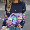 thumbnail image 2 of Fire Engine Car Truck Womens Casual Crewneck Sweatshirt Long Sleeve Tops Cute Pullover Loose Fit, 2 of 7