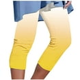 thumbnail image 3 of QATAINLAV Maternity Leggings for Women Plus Size Summer High Waisted Capri Leggings Trendy Gradient Print Cropped Yoga Pants Casual Buttery Soft Tight Capris Lightning Sales Today Yellow M, 3 of 6