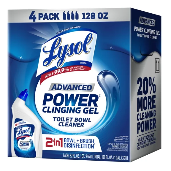 Lysol Advanced Toilet Bowl Cleaner, 32 fl oz Bottles, 4 Pack