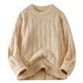thumbnail image 2 of Wancir Men's Cable Knit Vintage Chunky Sweater Loose Casual Knitted Sweater Unisex Woven Crewneck Knitted Top, 2 of 5