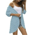 thumbnail image 4 of Dezsed Womens Casual Lightweight Cardigans with Pockets 3/4 Sleeve Open Front Cardigan Soft Long Cardigans Sweater Sky Blue L, 4 of 8