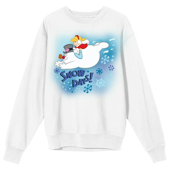 Frosty the Snowman Snow Day Women's White Crew Neck Sweatshirt-Medium