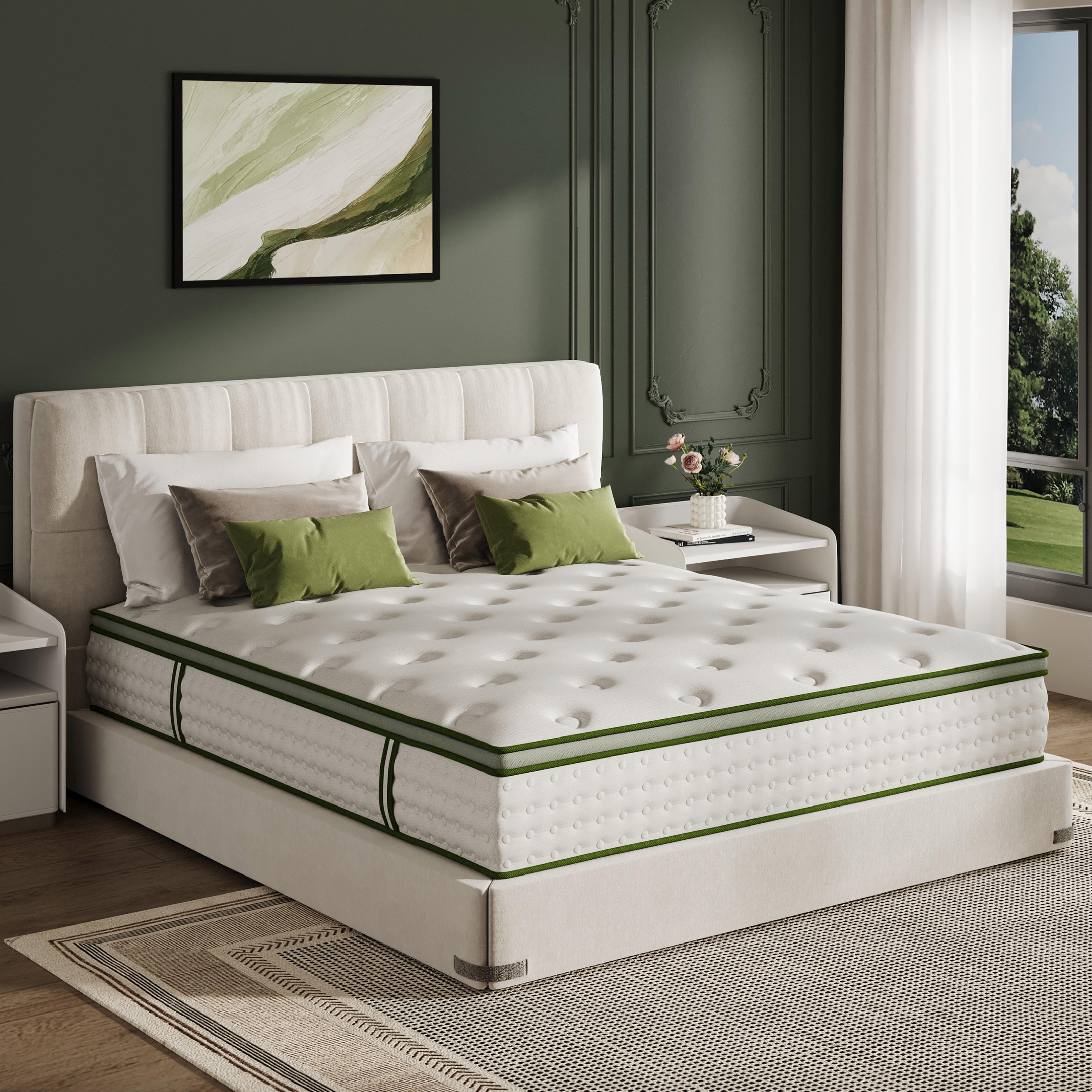 EGOHOME King 12 inch Hybrid Mattress in a Box with Individual Pocket Innerspring for Motion Isolation & Pressure Relief, Medium, Reinforced Edge with handles