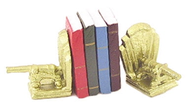 Miniature Antique Brass Bookends Books Shelf Book Magazine Children Dolls House 