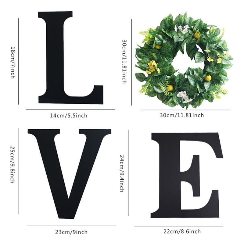 A floral wreath set with the letters LOVE suitable for home or party decoration hanging on doors and walls floral wreath set