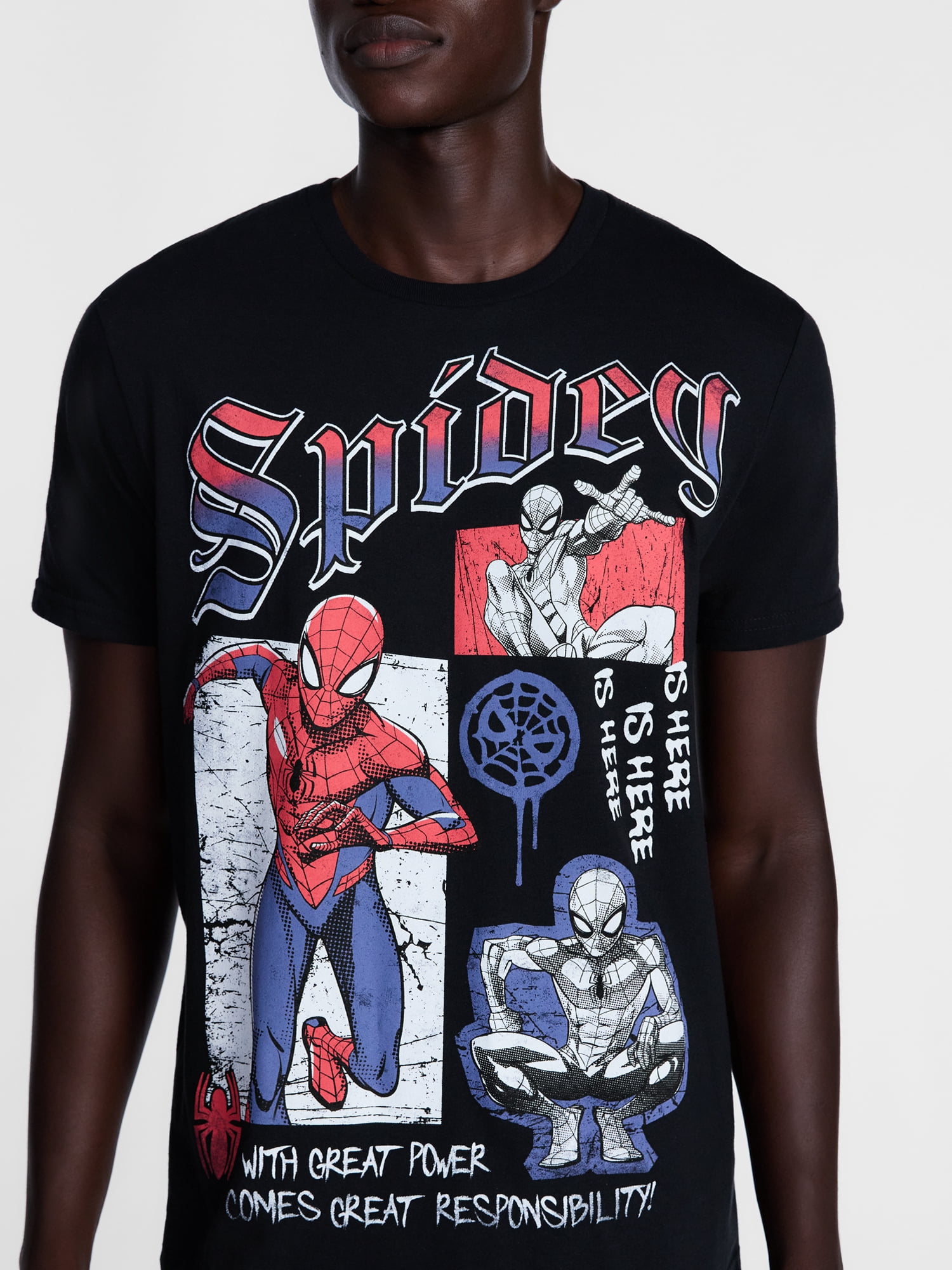 Spider-Man Men's and Big Men's Graphic Cotton Tee with Short Sleeves, Sizes S-3XL
