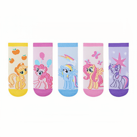 My Little Pony Crew Socks, 5 Pair Cute Cartoon My Little Pony Design, Soft, Comfortable, Colorful Striped & Graphic Socks for Age 9-12, Ideal Gift for My Little Pony Fans