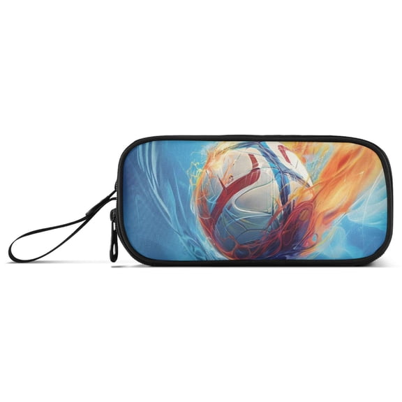 Flying Football Pencil Case Stationary Holder Pen Bag Pencil Pouch Tool Organizer 3 Compartments