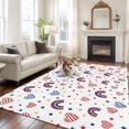 thumbnail image 3 of Red Blue Rainbows Washable Area Rug 5 x 7 ft Independence Day Patriotic Yellow Stars Love Heart , Soft Non Slip Rugs Stain Repellent Indoor Felt Carpet for Living Dining Room Bedroom Home Office, 3 of 9