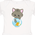 thumbnail image 4 of Inktastic Kitty And The Fish Bowl, Cute Little Cat, Fish Girls Long Sleeve Baby Bodysuit, 4 of 5