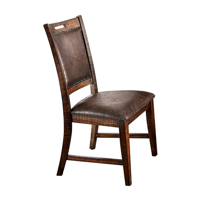 Furniture of America Beverly Solid Wood Dining Chair in Dark Oak (Set