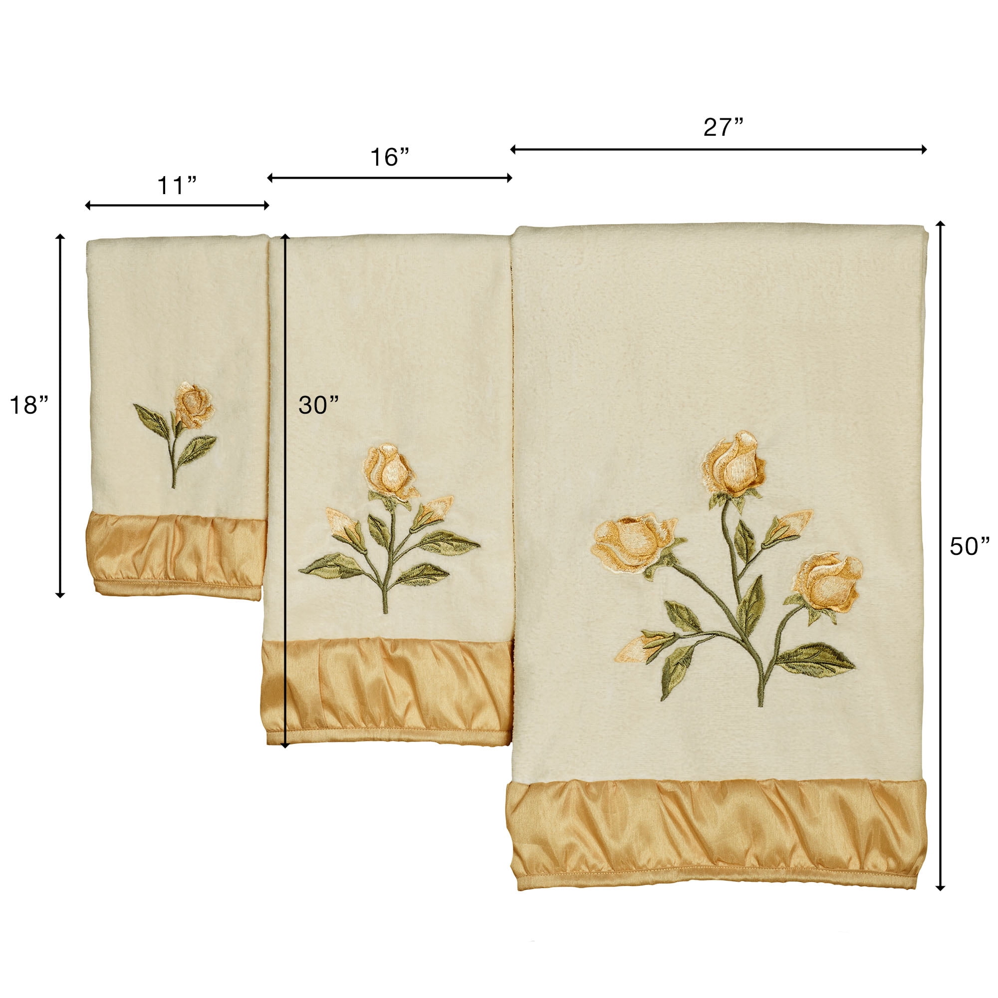 Charlotte Rose Bath Towel Set Butter Bath Hand Fingertip Set of Three