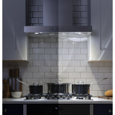 GE - Designer 36" Convertible Range Hood - Stainless steel