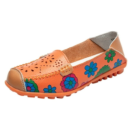 

AnuirheiH Women Shoes Comfortable Leather Hollow Printed Flat Casual Loafers Single Shoes 4-6$ off 2nd