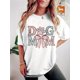 thumbnail image 1 of Dog Mom Graphic Crew-Neck T-Shirt for Women - Casual Regular Size Tee with Short Sleeves, Bow & Paw Print Design, Perfect for Mother's Day, All Seasons, and Casual Attire, 1 of 6