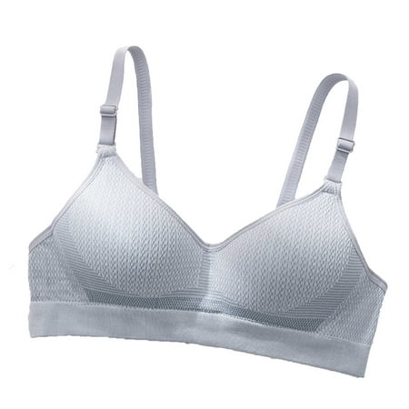 Ashirexll Bras for Women Adjustable Spaghetti Straps Lightweight Seamless with Cups Without Steel Rings Gathering Comfortable Pepper Bra Gray XL