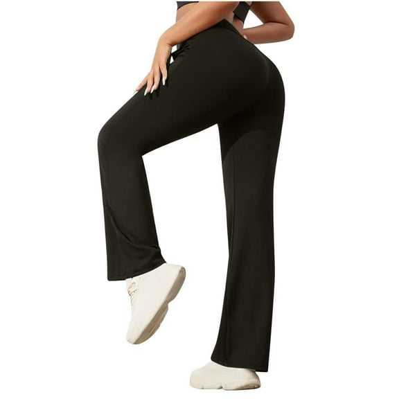 Tittly Baggy Pants Women's Pants Women's Flare Yoga Pants High Waisted Flared Leggings Workout Bell Bottoms Leggings Tummy Lounge Pants Women Comfy Pants Women Black L