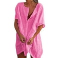 thumbnail image 2 of Vnanda Women Long Sleeve Beach Shirt Blouses Turn Down Collar Bathing Suit Cover Ups, 2 of 7