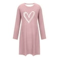 thumbnail image 6 of Women's Nightgowns Straight Slim Shirts Pajamas Cute Heart Printed Long Sleeved Nightdress Round Neck Loose Comfortable Short Nightgown Loungewear Soft Sleepwear, 6 of 6