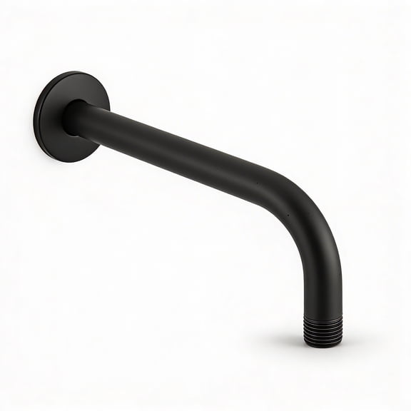 12 Inch Shower Arm 90 Degree Stainless Steel Rain Shower Head Extension Arm with Flange, Matte Black Finish