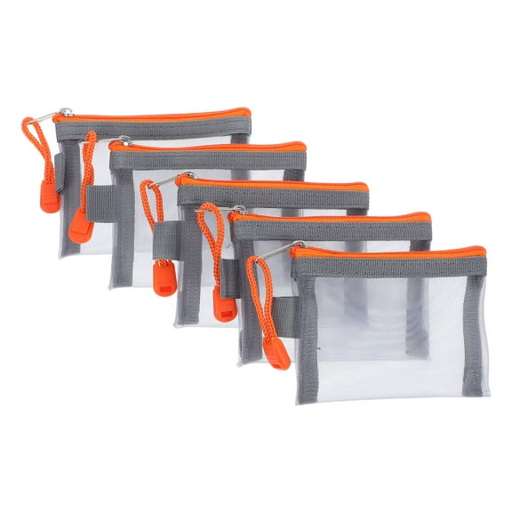 GOOHOCHY 5pcs Mini Mesh Zipper Bag Portable Makeup Bags Small Mesh Pouch Travel Toiletry Bag Travel Cosmetic Pouch Travel Purse Organizer for Offices