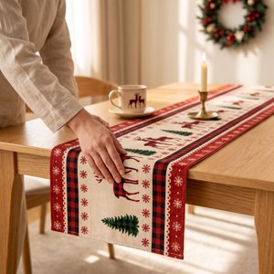 Christmas Kitchen Decor Christmas Table Runner Christmas Polyester Table Runner Table Runner Fall Table Decor Kitchen Table Decor Farmhouse Table Runner Printed Holiday Dining(Red 6FT)