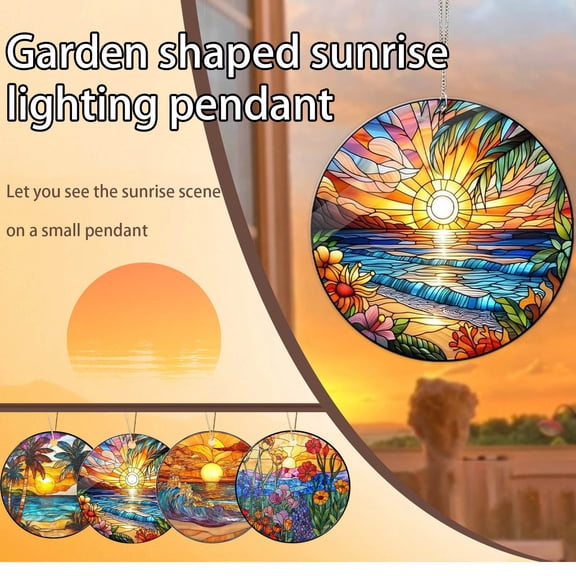 Wall Decor Beach Sunset Suncatcher Acrylic Ornament Window Hanging Creative Craft For Home Indoor And Outdoor Use