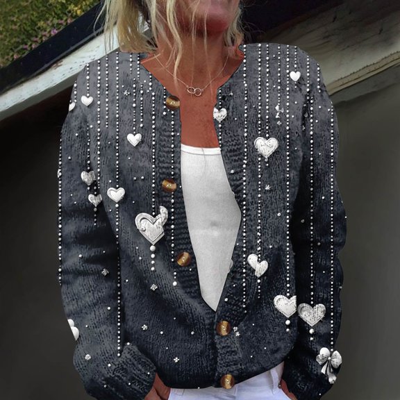Valentines Day Cardigan Sweaters for Women Heart Sweater Valentines Women Outfit