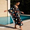 thumbnail image 4 of SEANATIVE Caftans for Women Beach Cover Up Swimsuit Coverups Swimwear Kaftan Dresses Long Caftans Plus Size Batwing Sleeve Swimsuit Coverup V Neck Summer Beach Dress, Planet Pattern Black, 4 of 7