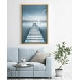thumbnail image 4 of IDEA4WALL Framed Canvas Art Wall Decor Blue Wash Out Wooden Pier with Sunrise Coastal Ocean Photography Minimalism Modern Scenic Relax/Calm Duotone for Dorm Home Office - 16"x24", 4 of 5