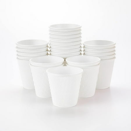 Diska NuLife 16Oz Ripple Insulated Kraft Paper Cups – Coffee/Tea Hot Cups | Recyclable |3-Layer Rippled Wall For Better Insulation | Perfect for Cappuccino, Hot Cocoa, or Iced Drinks (White, 25 Pcs)