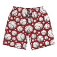 thumbnail image 2 of Honeii's Cute Baseball Print Men's Casual Shorts with Drawstring，Swim Trunks Quick Dry Beach Shorts, 2 of 5