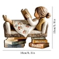 thumbnail image 3 of Wood Carved Style Resin Reading Figurine with Display Stand "Just A Who Loves Books", Book Lover Statue Desktop Tabletop Ornament for Bookshelf Library Office Home Decor Gift, 3 of 5