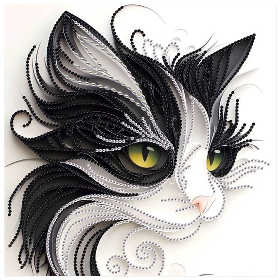 5D DIY Diamond Painting Kit Black and White Cat Special Shape Creative Diamond Craft Suitable for Home and Office Decor, Festive Gifts