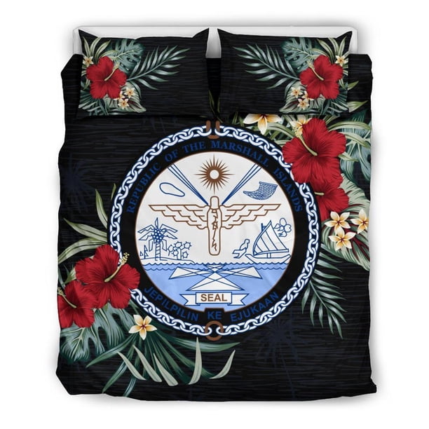 Juego de cama con escudo de armas de hibisco de las Islas Marshall