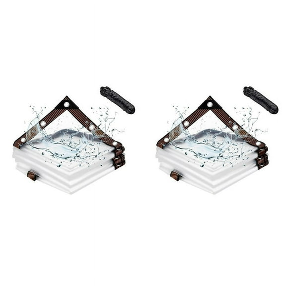 2pcs 6.6x6.6 FT Clear Waterproof Tarps, Tarp with,Clear Tarps for Patio,for Covering Henhouse Porch Canopy Plant Camping