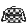 thumbnail image 2 of Black and White Checkered Pattern Insulated Lunch Bag with Shoulder Strap and Bottle Holder,Bento School Lunch Bag Box,11x9.5x3.5 Inches, 2 of 5