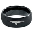 thumbnail image 2 of Tungsten Hawk Flying Eagle Bird Nest Band Ring 8mm Men Women Comfort Fit Black Dome Brushed Polished, 2 of 4