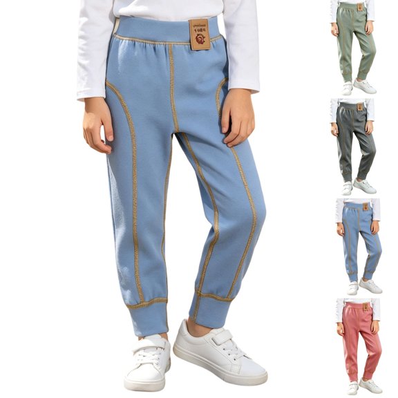 Nilvkv Girls Sweatpants, Kids Pants, Fleece-Lined Cuffed Joggers with Elastic Waist Pockets and Seamless Finish for School and Fall Wear Pink 0-1 Year