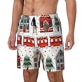 thumbnail image 1 of Balery Christmas Houses Bañador para hombre, shorts de playa de secado rápido con entrepierna y forro de compresión-3X-Large, 1 of 6