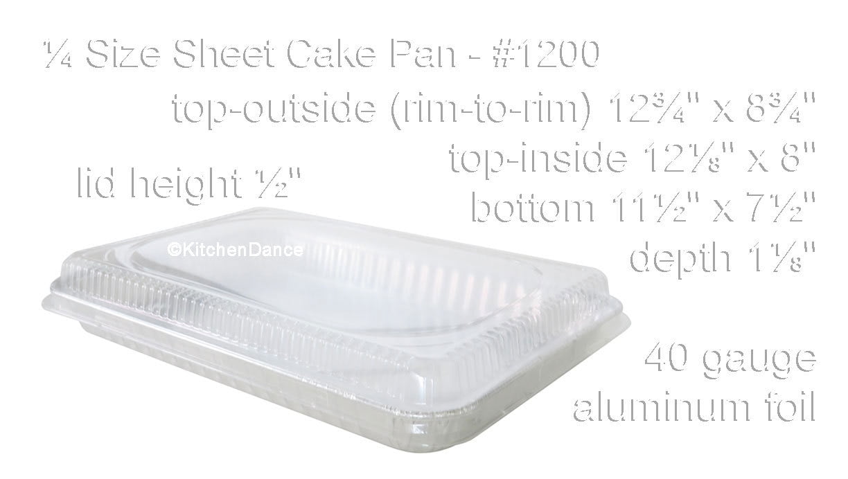 Disposable Aluminum Quarter Sheet Cake Pan w/ Plastic Dome Lid - #1200P