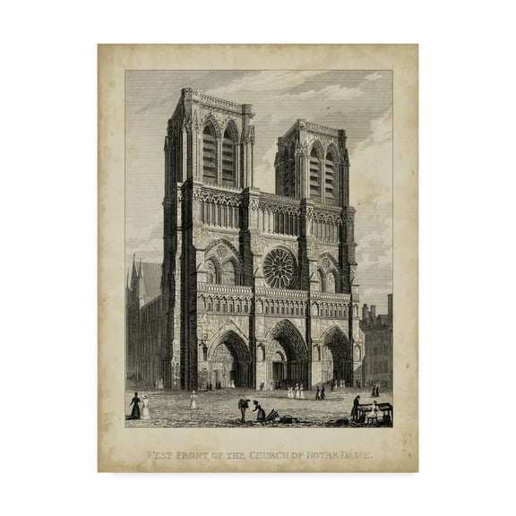 Trademark Fine Art 'West Front Notre Dame' Canvas Art by A. Pugin