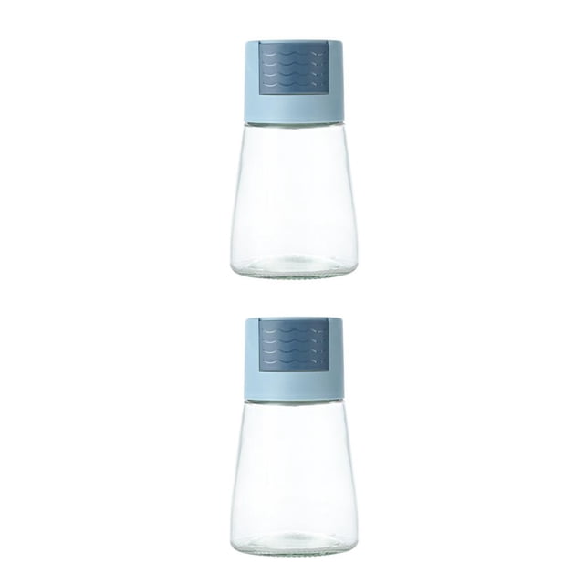 Inteprter Dispensador de sal Tipo de prensa Condimento Ding Hotel Restaurante Cocina Barbacoa Especias Reutilizable Tarro Lata Contenedor Azul 2piezas Inteprter CBP485777