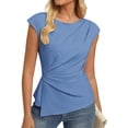 thumbnail image 3 of Lumtrix Womens 2026 Summer Cap Sleeve Tops Dressy Casual Crew Neck Peplum Shirts Trendy Slim Fit Blouses Blue S, 3 of 6